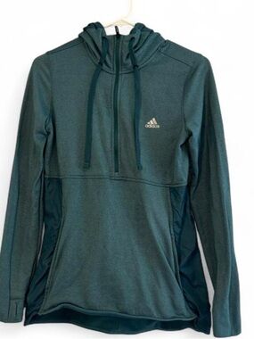 adidas Dark Teal Half-Zip Hooded Pullover climawarm